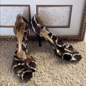 Carlos PAMPER 9M Heels Brown & Cream Leather Strap